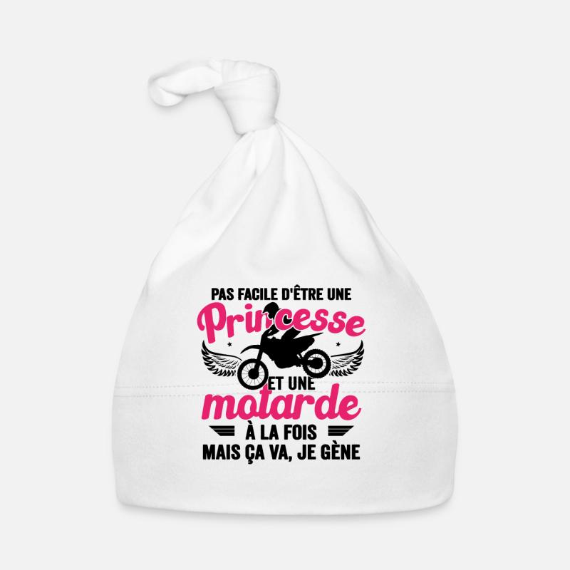 Princesse Et Motarde À La Fois Idée Cadeau Moto - Bonnet bio Bébé - blanc