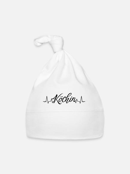 Koch Herzschlag Hobby Köchin - Baby Bio-Mütze - Weiß - Vorne