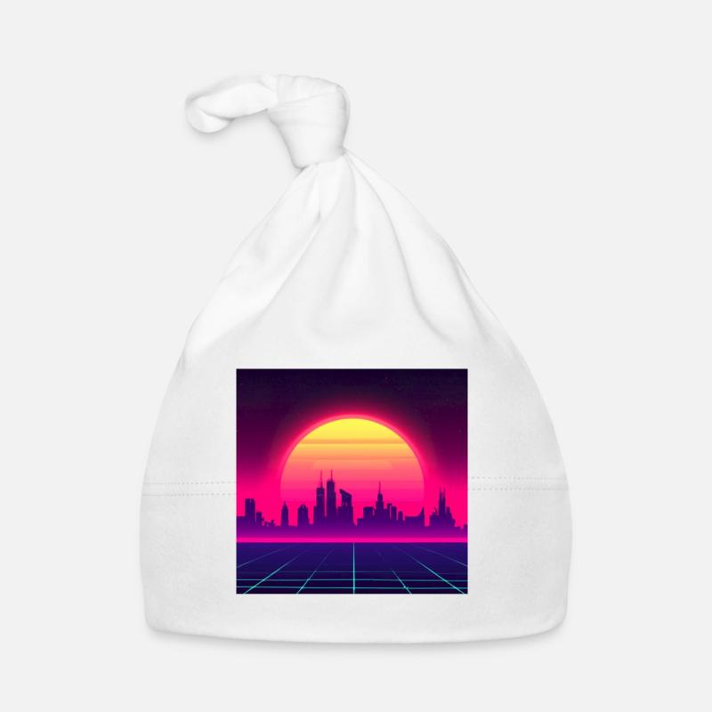 Retro wave style with sunset Organic Baby Cap