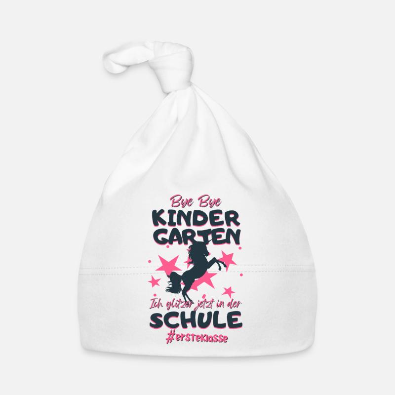 Bye Bye Kindergarten Einhorn Schulkind Einschulung Baby Bio-Mütze