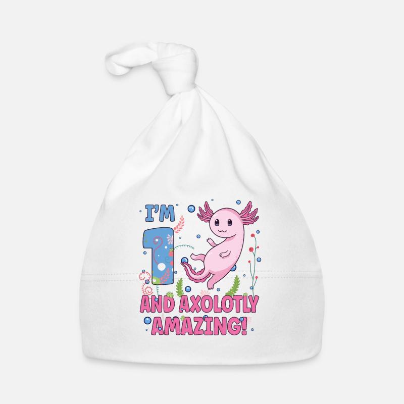 Je suis 1 doux axolotl cadeau de 1er anniversaire Bonnet bio Bébé
