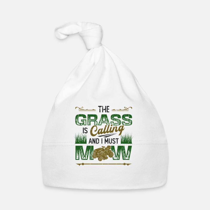 The Grass Is Calling And I Must Mow Lawn Mowing Organic Baby Cap