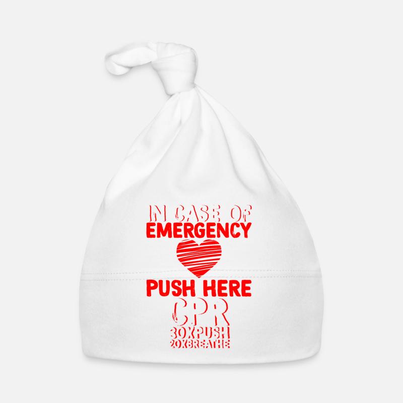 In Case Of Emergency, Push Here, Cpr 3 Organic Baby Cap