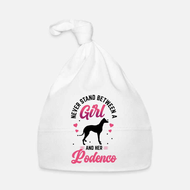 Les filles et leur Podenco espagnol Podenco - Bonnet bio Bébé - blanc