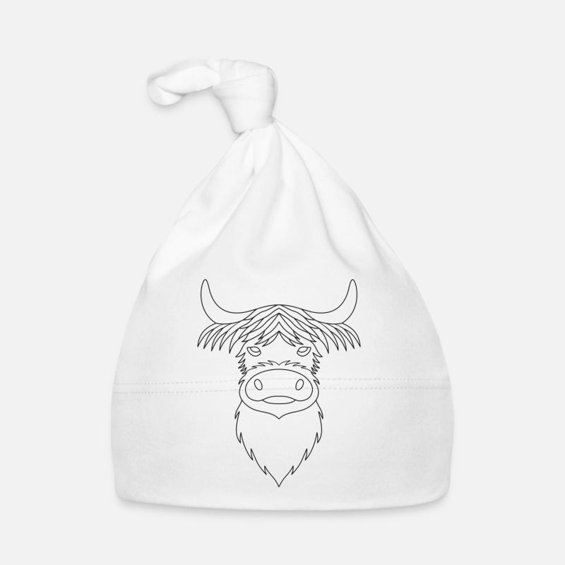 Highland Cattle Kuh mit Kuhmotiv Baby Bio-Mütze