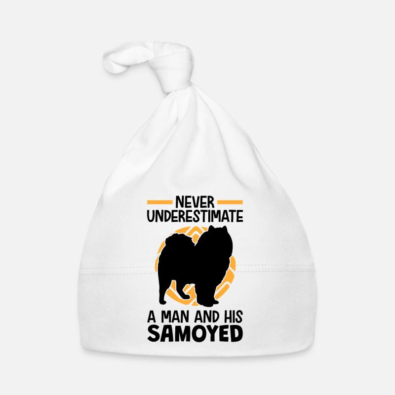 Frau mit Samojede Schlittenhund Samojeden Baby Bio-Mütze