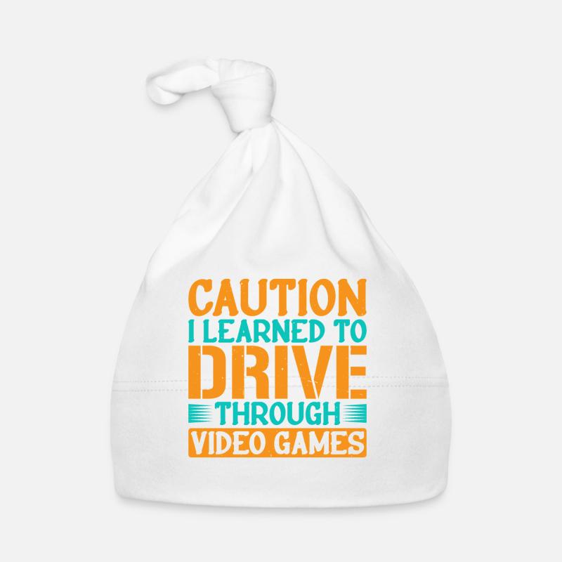 Caution I Learned To Drive Through Video Games 2 Organic Baby Cap