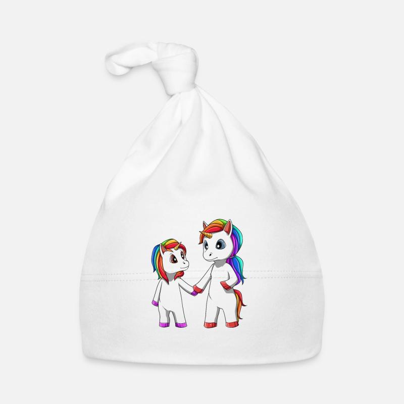 Niedliches Große Schwester Kleiner Bruder Einhorn Baby Bio-Mütze