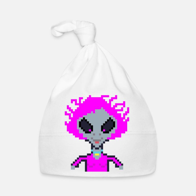 Pixel Alien "Violet Crazy" Organic Baby Cap