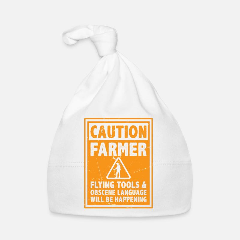 Caution Farmer Flying Tools And Offensive Language Baby Bio-Mütze