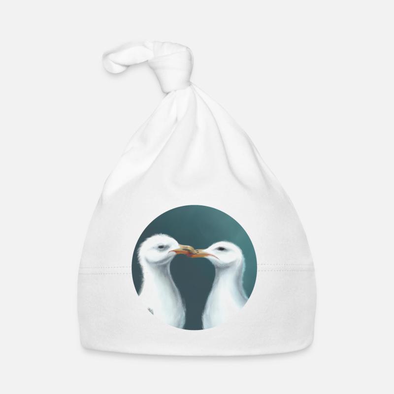 Küssende Möwen Baby Bio-Mütze