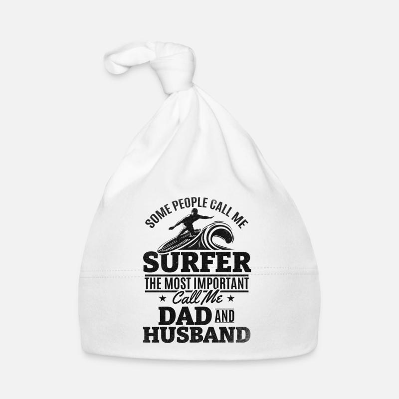 Surfer Papa Surfer Daddy Planche de surf Surfer Daddy - Bonnet bio Bébé - blanc