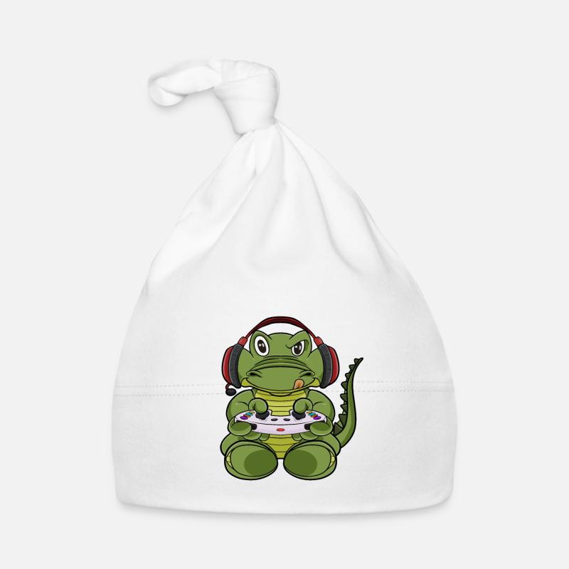 Crocodile avec contrôleur de jeu I Funny Gaming I Bonnet bio Bébé