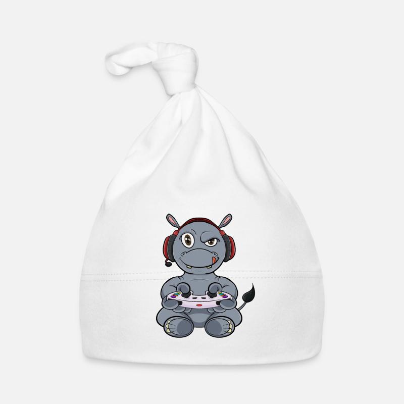 Hippo With Gaming Controller I Funny Gaming I Baby Bio-Mütze