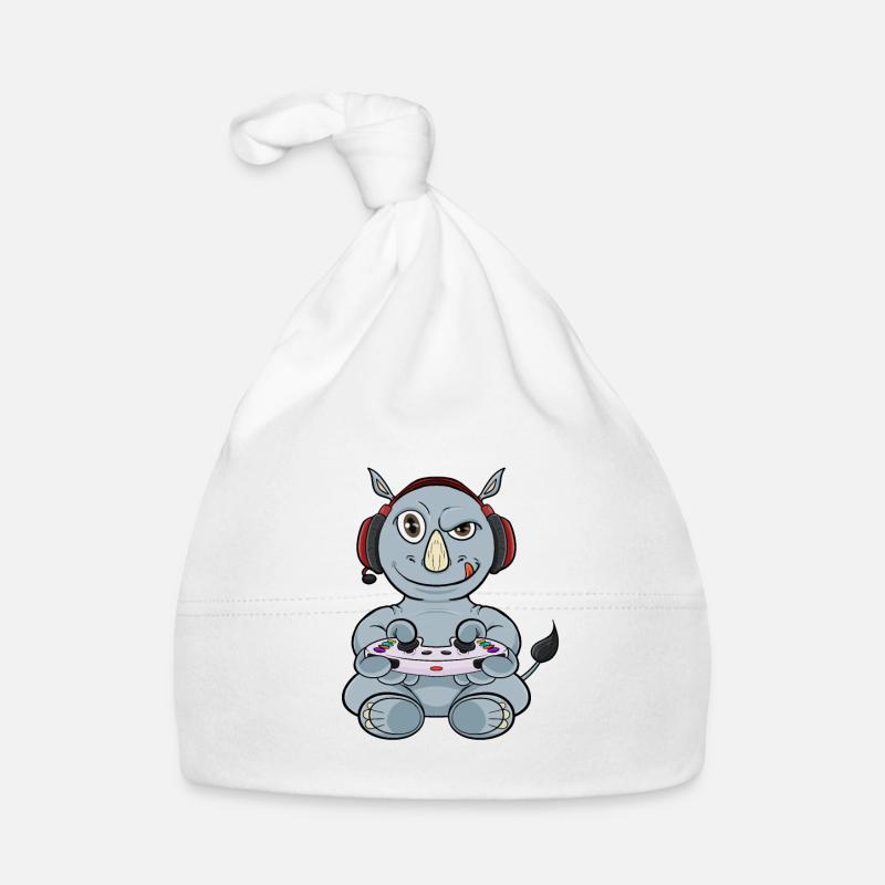 Rhino With Gaming Controller I Funny Gaming I Baby Bio-Mütze