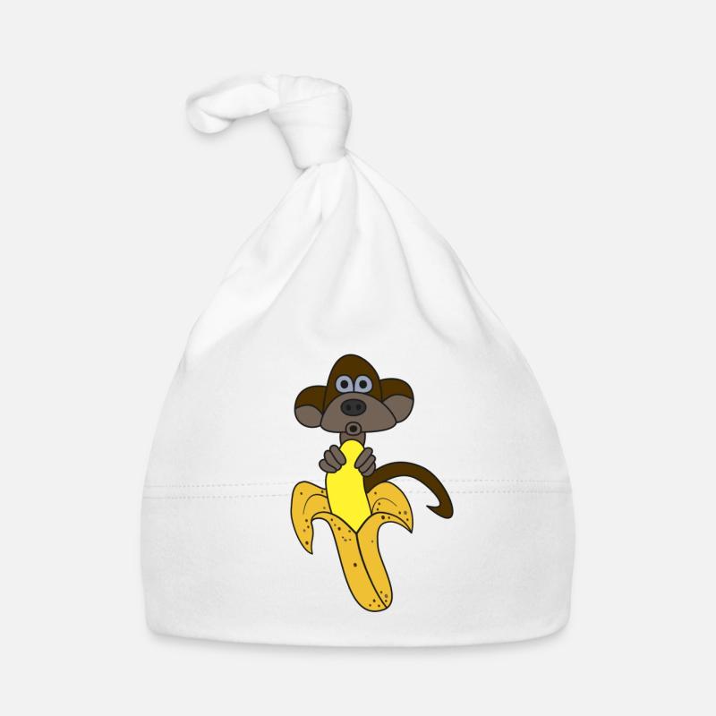 Drôle de design avec un singe et une banane Bonnet bio Bébé