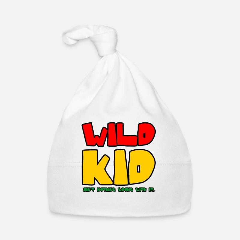 Wild Child Saying in Thick Font Organic Baby Cap