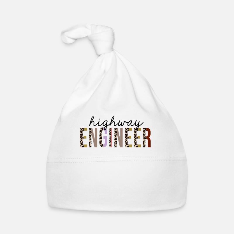 Highway Engineer Leopard Print Funny Organic Baby Cap