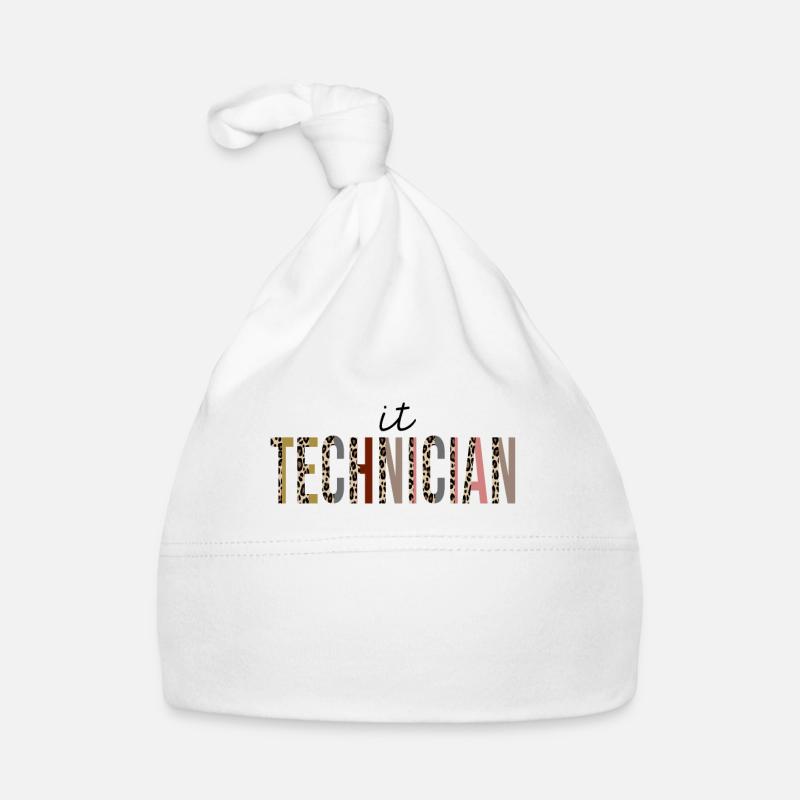 IT Technician Leopard Print Funny Organic Baby Cap