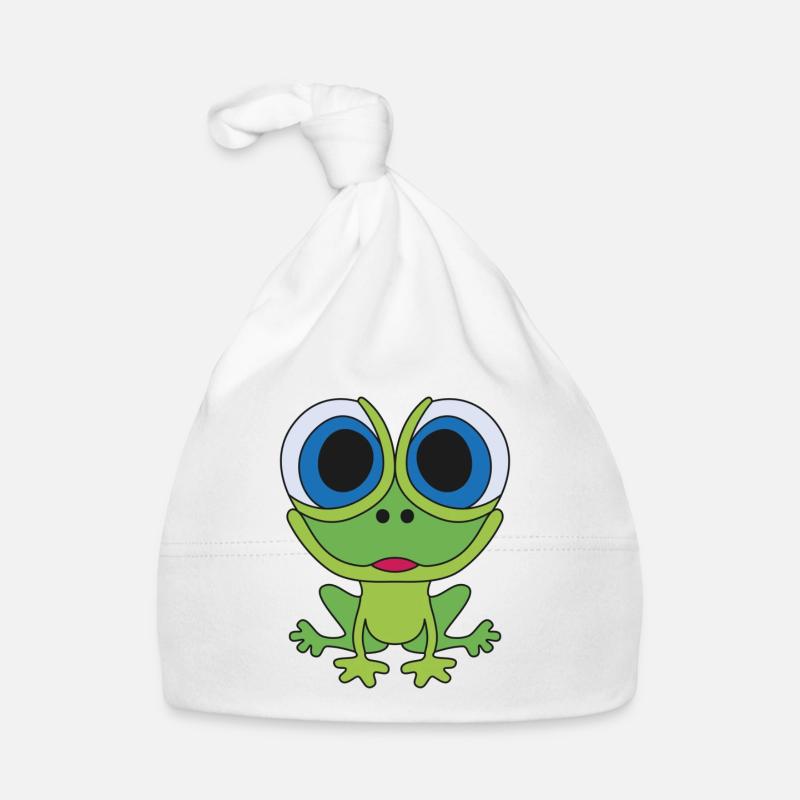Grenouille verte avec de grands yeux Design avec crapaud Bonnet bio Bébé