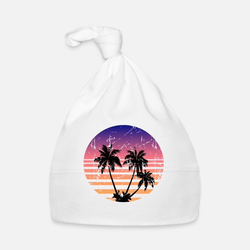 Palm Trees Retro Sun Organic Baby Cap
