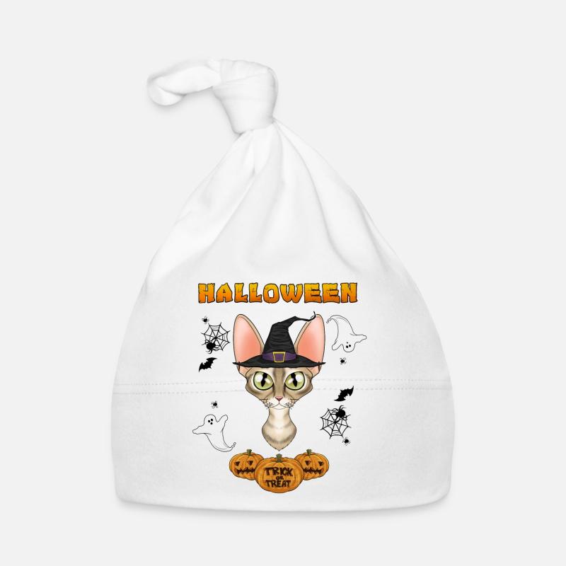 Devon Rex Cat Lover I Happy Halloween Organic Baby Cap