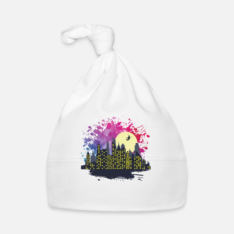 Skyline avec Witch Building City Silhouette Bonnet bio Bébé