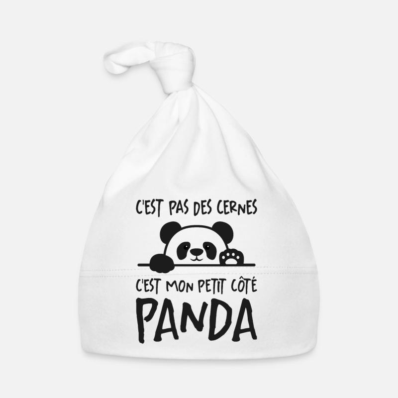 C'est Pas Des Cernes Citation Idée Cadeau Panda - Bonnet bio Bébé - blanc