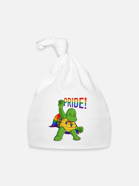 Turtle I LGBTQ Flag I Rainbow Flag I Gay Pride - Organic Baby Cap - white - Front