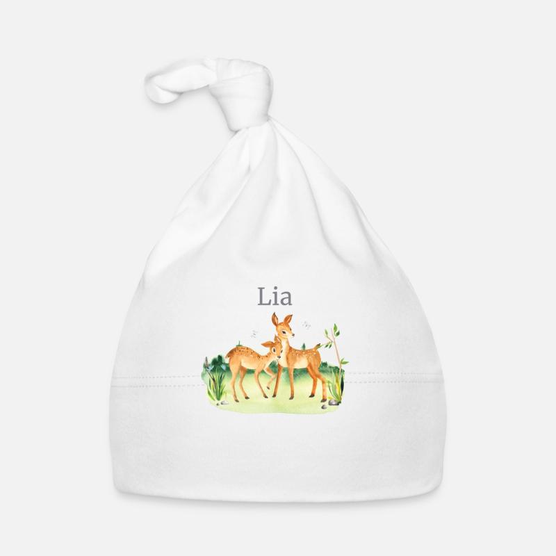 Forêt Animal Cerf Fleurs Nom Lia Bonnet bio Bébé