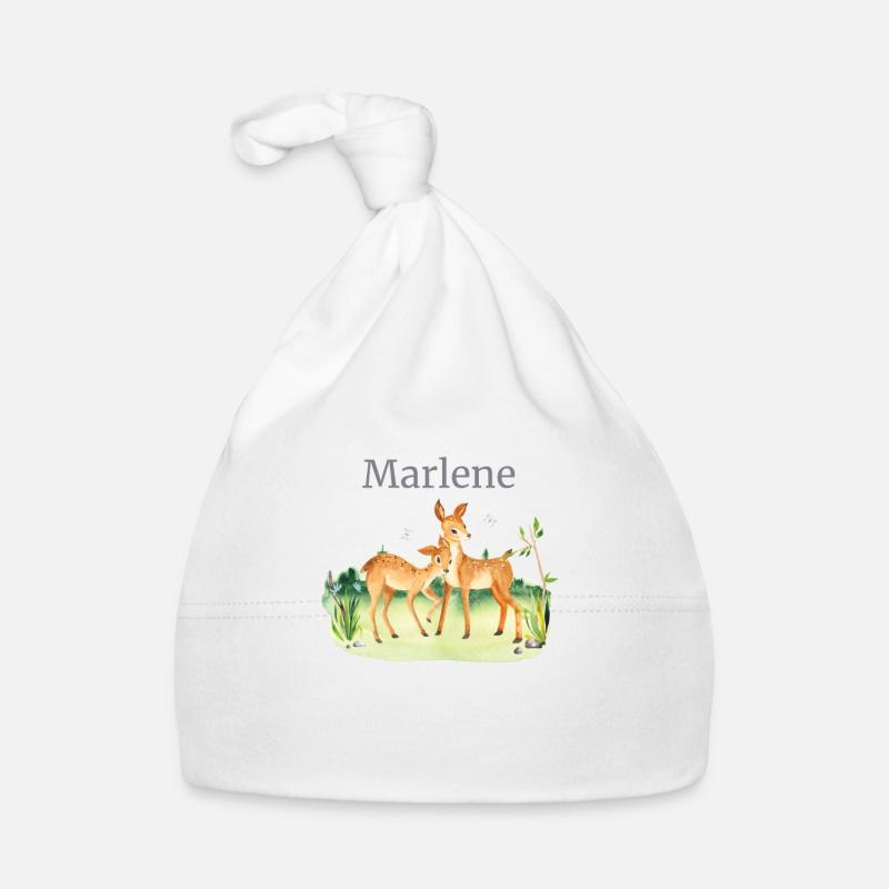 Forêt Animaux Cerf Fleurs Nom Marlene Bonnet bio Bébé