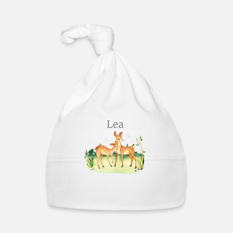 Forêt Animaux Cerf Fleurs Nom Lea Bonnet bio Bébé