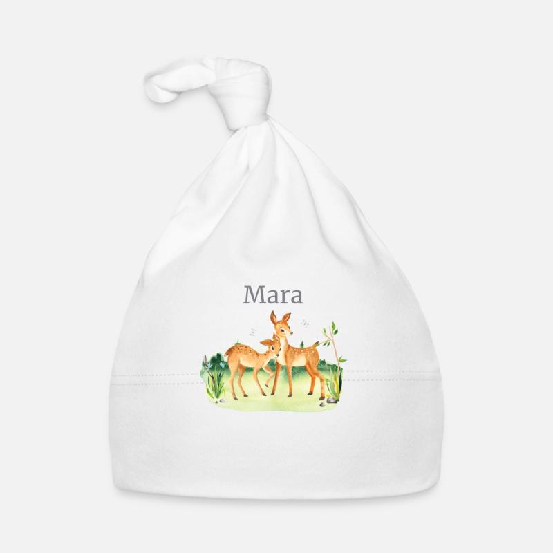 Forêt Animaux Cerf Fleurs Nom Mara Bonnet bio Bébé