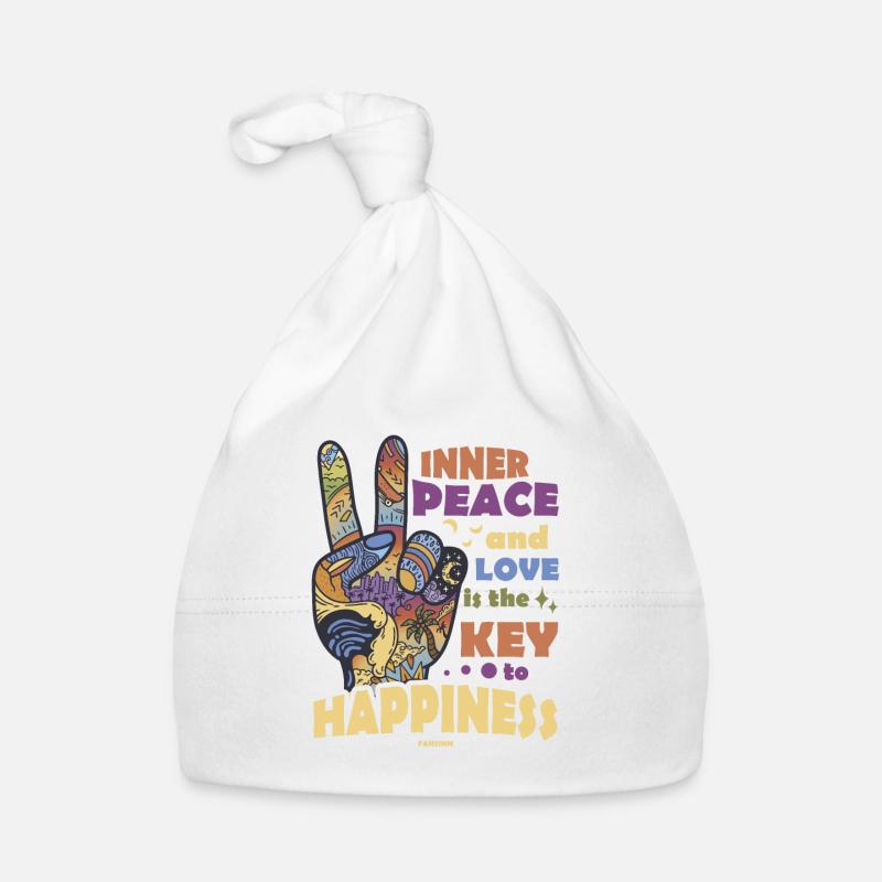 inner peace peace sign two fingers Organic Baby Cap