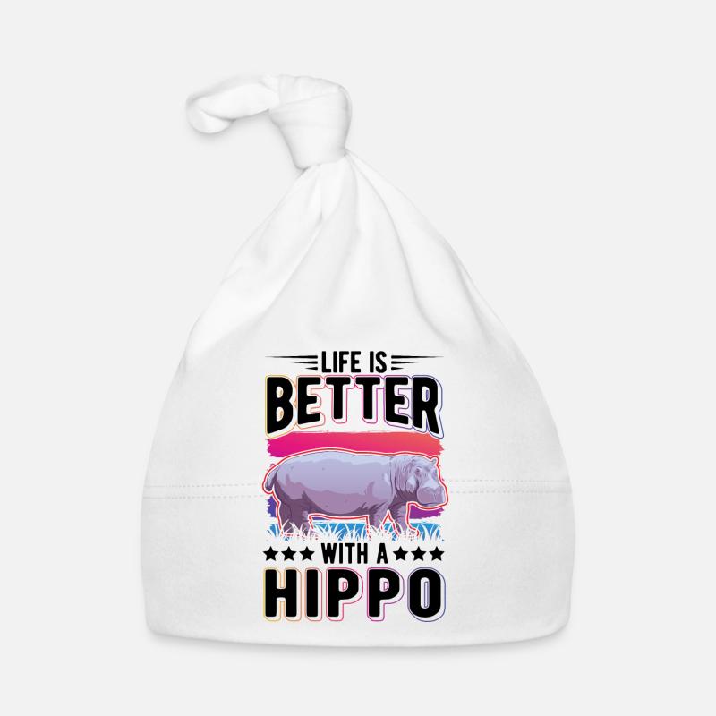 La vie est meilleure avec un Hippo Nilpferd Flusspferd Bonnet bio Bébé