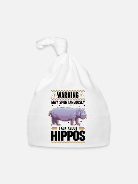 Warning Hippo Hippo Hippo Hippo - Organic Baby Cap - white - Front