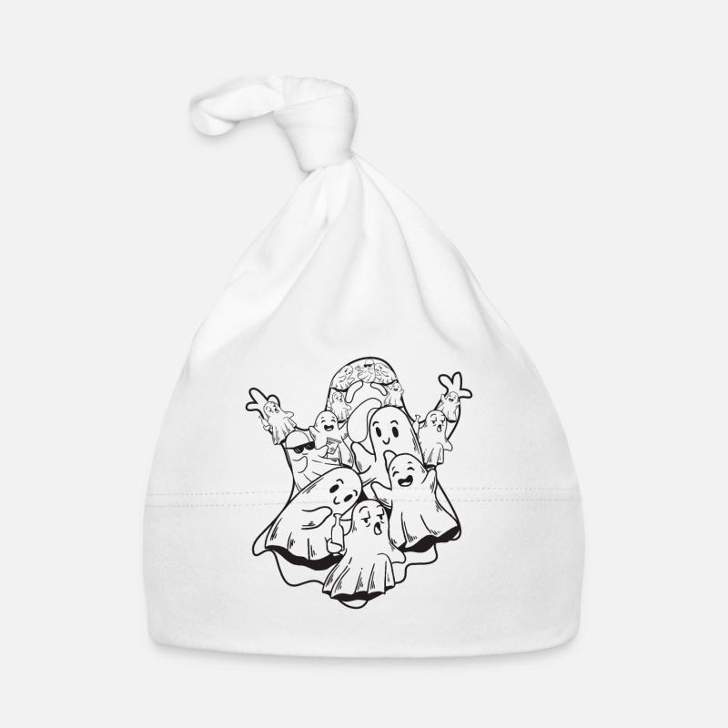 Halloween Ghost with Ghosts - Halloween Ghost Organic Baby Cap