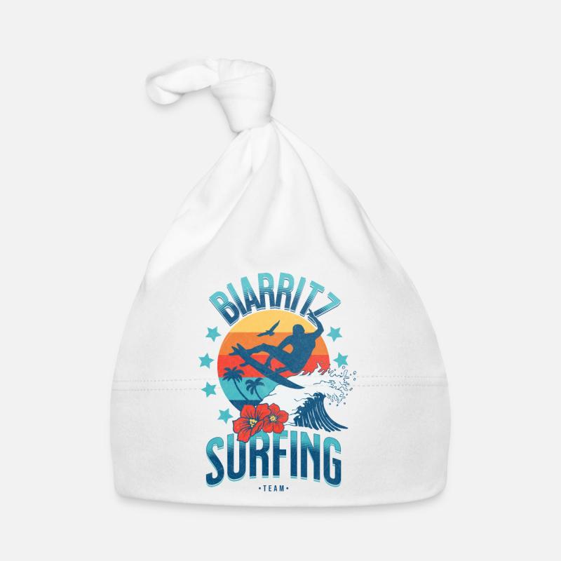 Biarritz Surfing Team Idée Cadeau Surfeur Vintage Bonnet bio Bébé