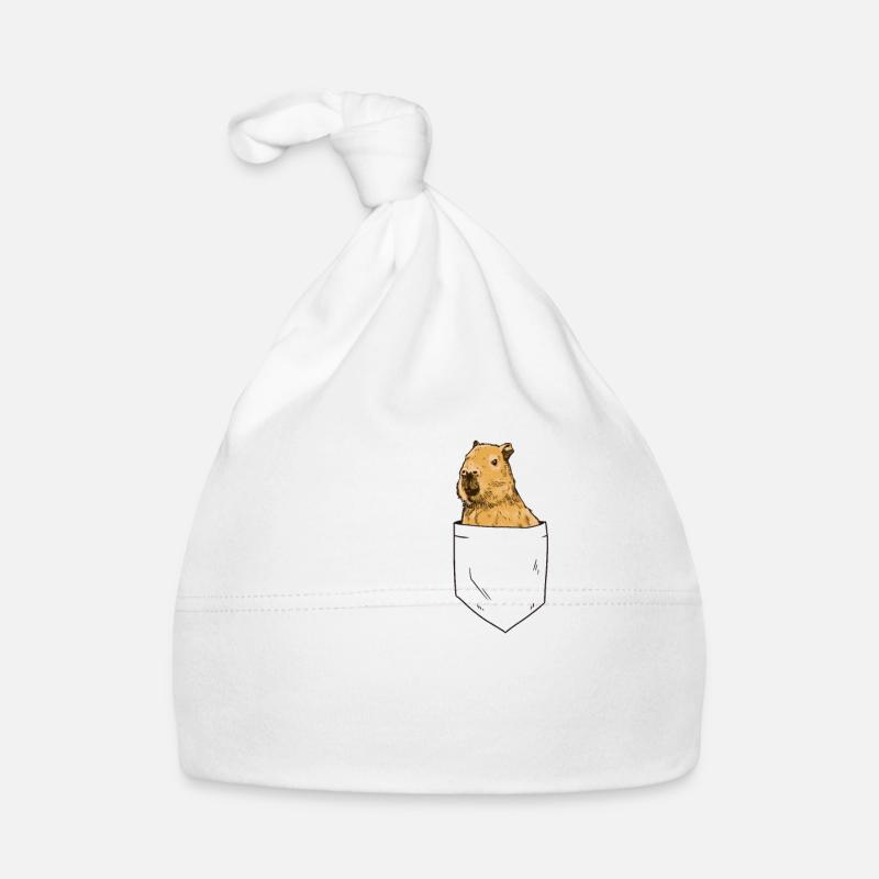 Capybara dans la poche de poitrine capybara capybara - Bonnet bio Bébé - blanc