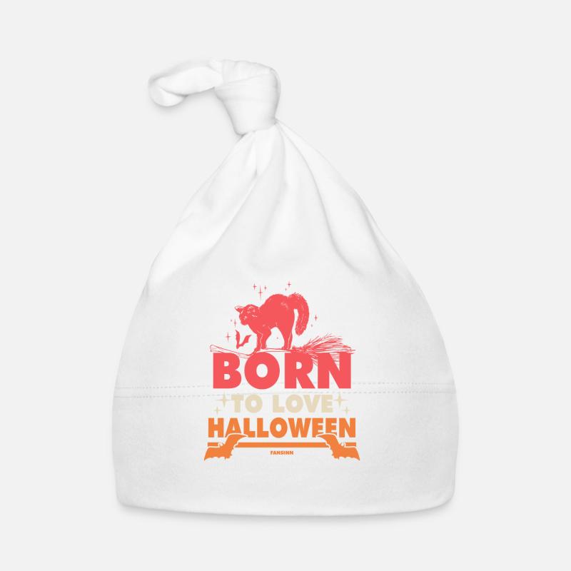 Né pour aimer le chat d’Halloween Bonnet bio Bébé