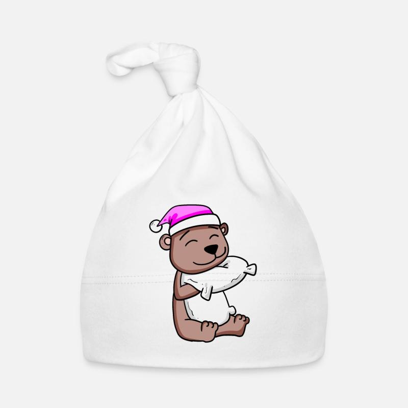 Bear with pillow and sleeping cap Organic Baby Cap