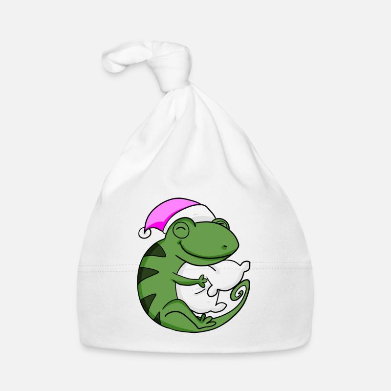 Caméléon avec oreiller et bonnet de couchage Bonnet bio Bébé