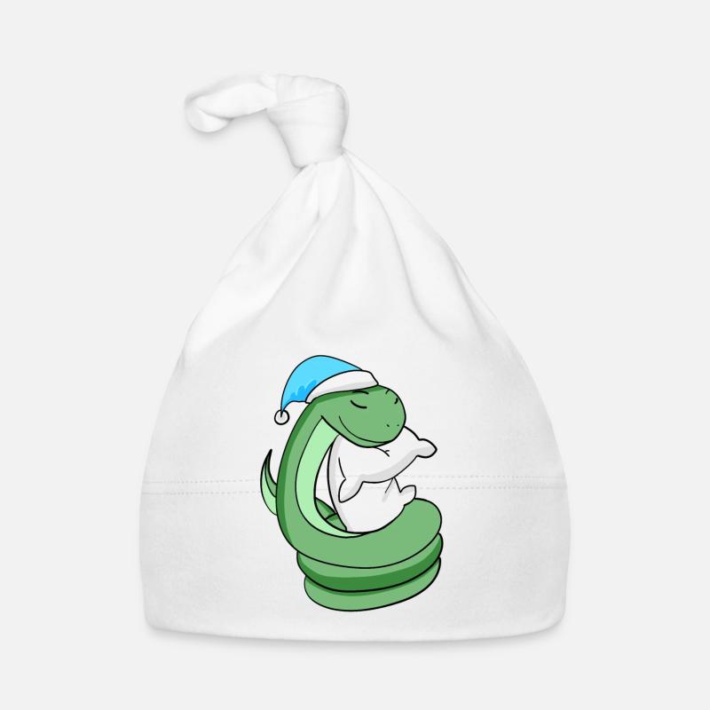 Serpent avec oreiller et bonnet de couchage - Bonnet bio Bébé - blanc