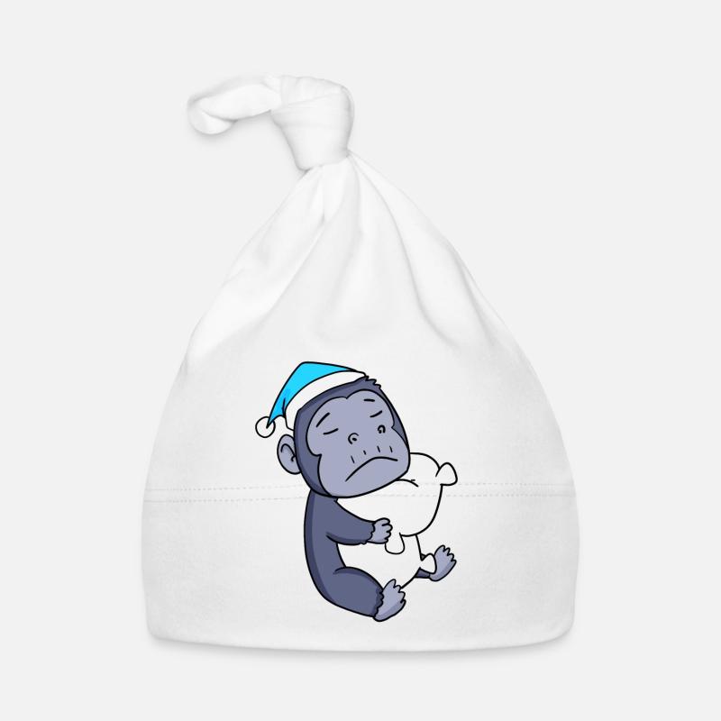 Gorilla with pillow and sleeping cap Organic Baby Cap