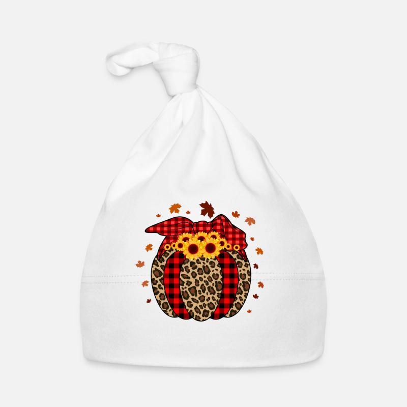 Pumpkin Pumpkin Lantern Leopard Checkered Halloween Organic Baby Cap