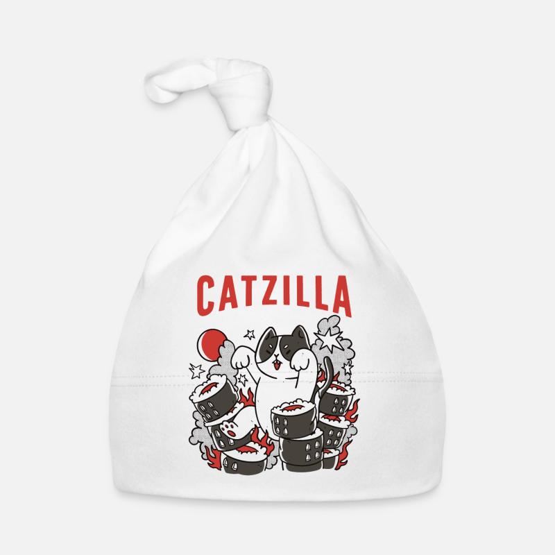 Catzilla Cat Cute Humor Japan Sushi Organic Baby Cap