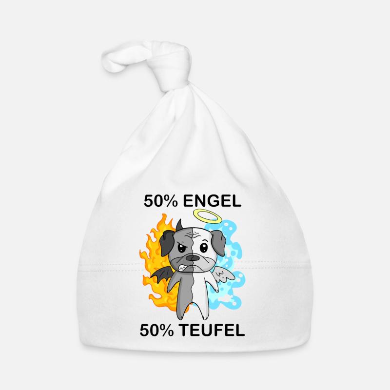 Hund Mops - Engel und Teufel Baby Bio-Mütze