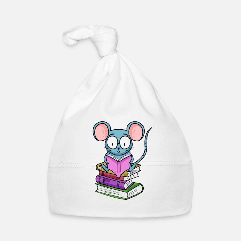 Read Book Books Reader Gift - Organic Baby Cap - white