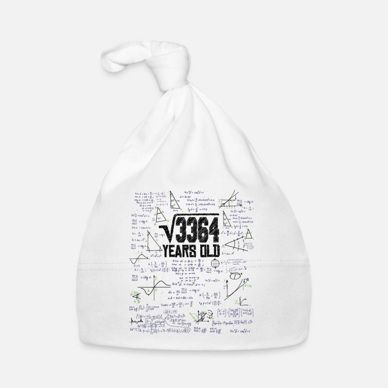 Racine carrée de 3364 Math Nerd 58e anniversaire - Bonnet bio Bébé - blanc