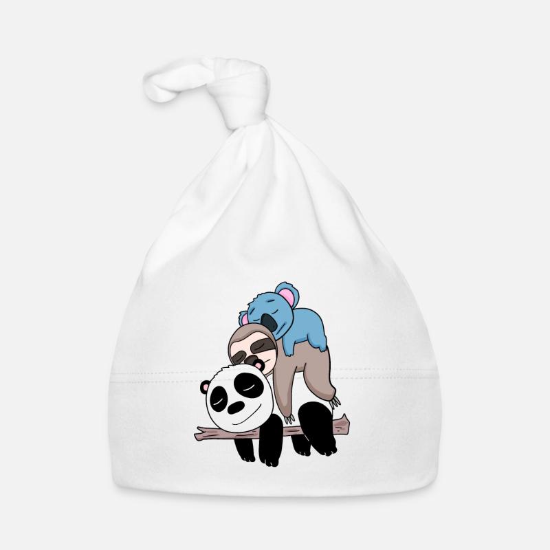 Panda Faultier und Koala Baby Bio-Mütze